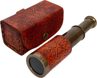6" inch Handheld Brass Telescope with Wooden Box - Antique 6"