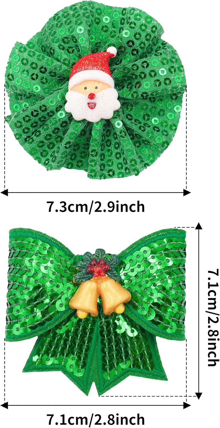 PET SHOW Holiday Dog Bowties Flowers for Small Dogs Slide on Collar – Essentials for Dogs - Christmas-4pcs - image 2