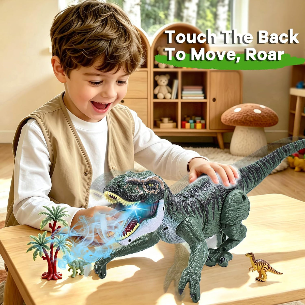 VERTOY Remote Control Dinosaur Toys for Kids - Grey T-rex - image 3