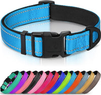 Joytale Reflective Dog Collar, Adjustable Neoprene Padded - X-Large (Pack of 1) / Sky Blue