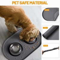 Hubulk 100% Waterproof Silicone Pet Feeding Mat with Raised Edge - Gray / 19"L x 12"W - image 2