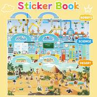 6 Sets Reusable Sticker Book for Toddlers 3-6 - Robot+Science+Desert - image 2