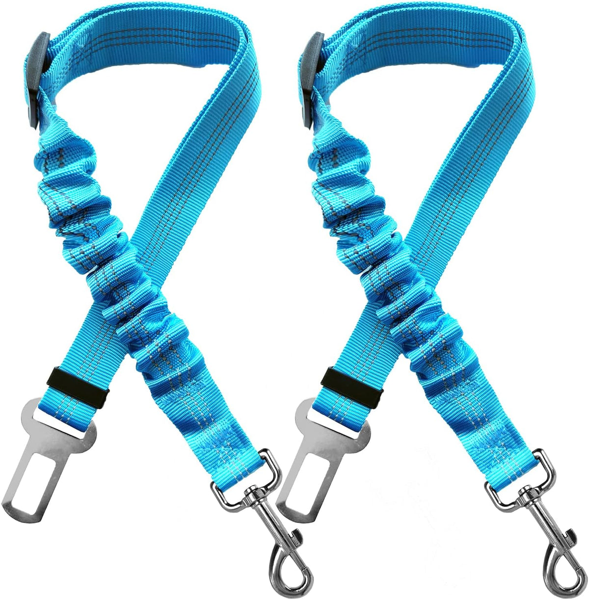 2 Dog Car Harness Seatbelt Seat Belt Leash Travel Accessories Bungee - Sky Blue / 2 Packs