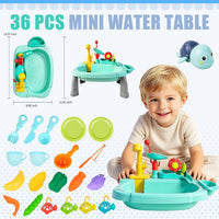 STBEIMEIMY mini water table for toddlers with running faucet, water wheel and floating toys - view 4