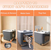 Stainless Steel Cat Litter Box Enclosed, Dual Entry - White - image 4