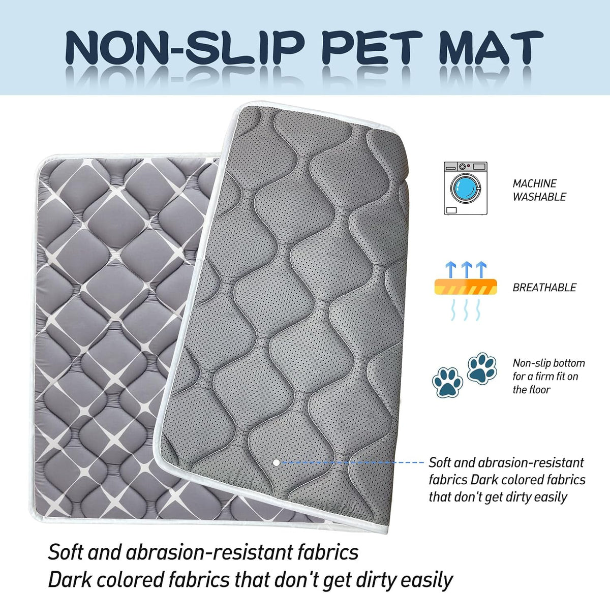 Bubble bear Dog Crate Mat, Ultra Soft - Gray / 48.0"L x 30.0"W - image 3