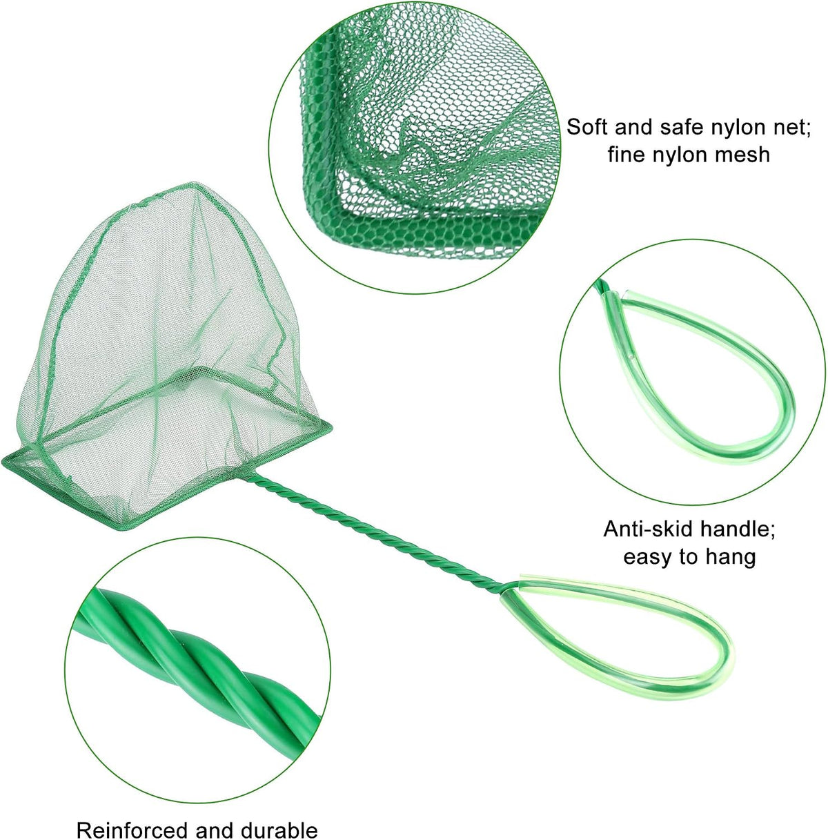 Mogoko 2 Pack Aquarium Net Fish Net Small Net Multi-Size Fine Mesh - 1. Green / 6 Inch - image 4