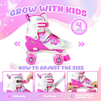 NEMONE Mermaid Adjustable Light up Roller Skates for Girls Boys – Fun for Kids & Family - G- Candy Butterfly / Medium - Big Kid - image 3
