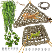 Bearded Dragon Hammock,Lizard Lounger Reptile Tank Hanging Plants Climbing Jungle Vines Flexible - Type：Triangular and rectangular hammock