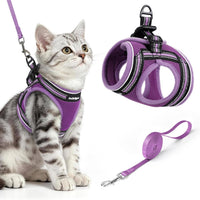 rabbitgoo Cat Harness and Leash Set, Step-in Soft Vest - M / Purple-Light Purple