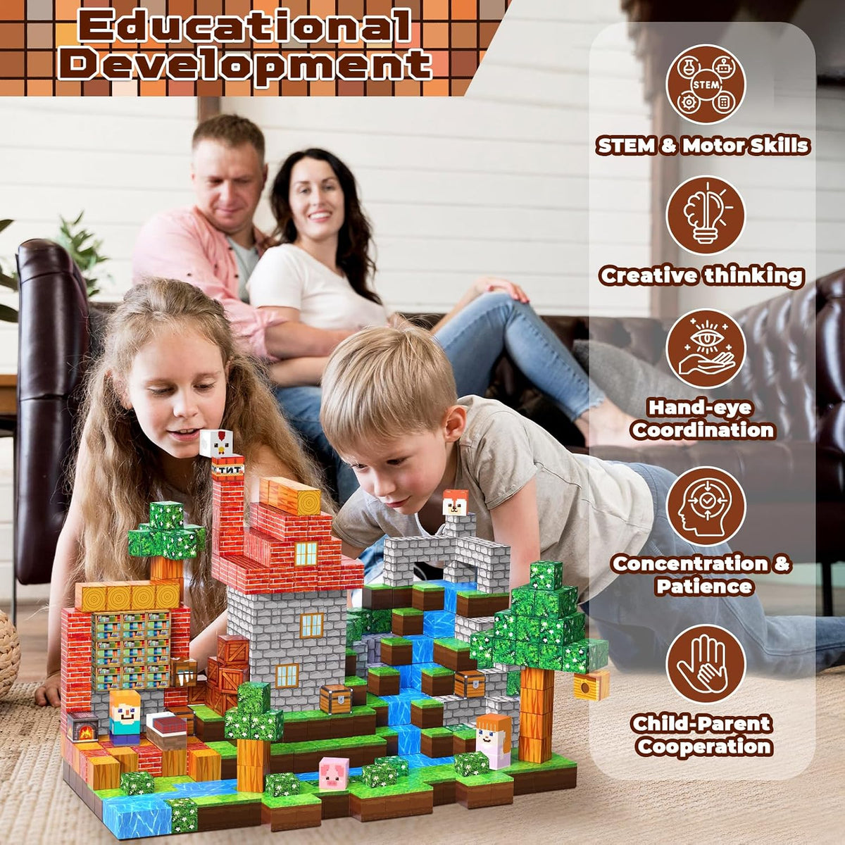 Annexfun 150PCS Magnetic Blocks, Magnetic Building Blocks - Forest Windmill Home - image 4