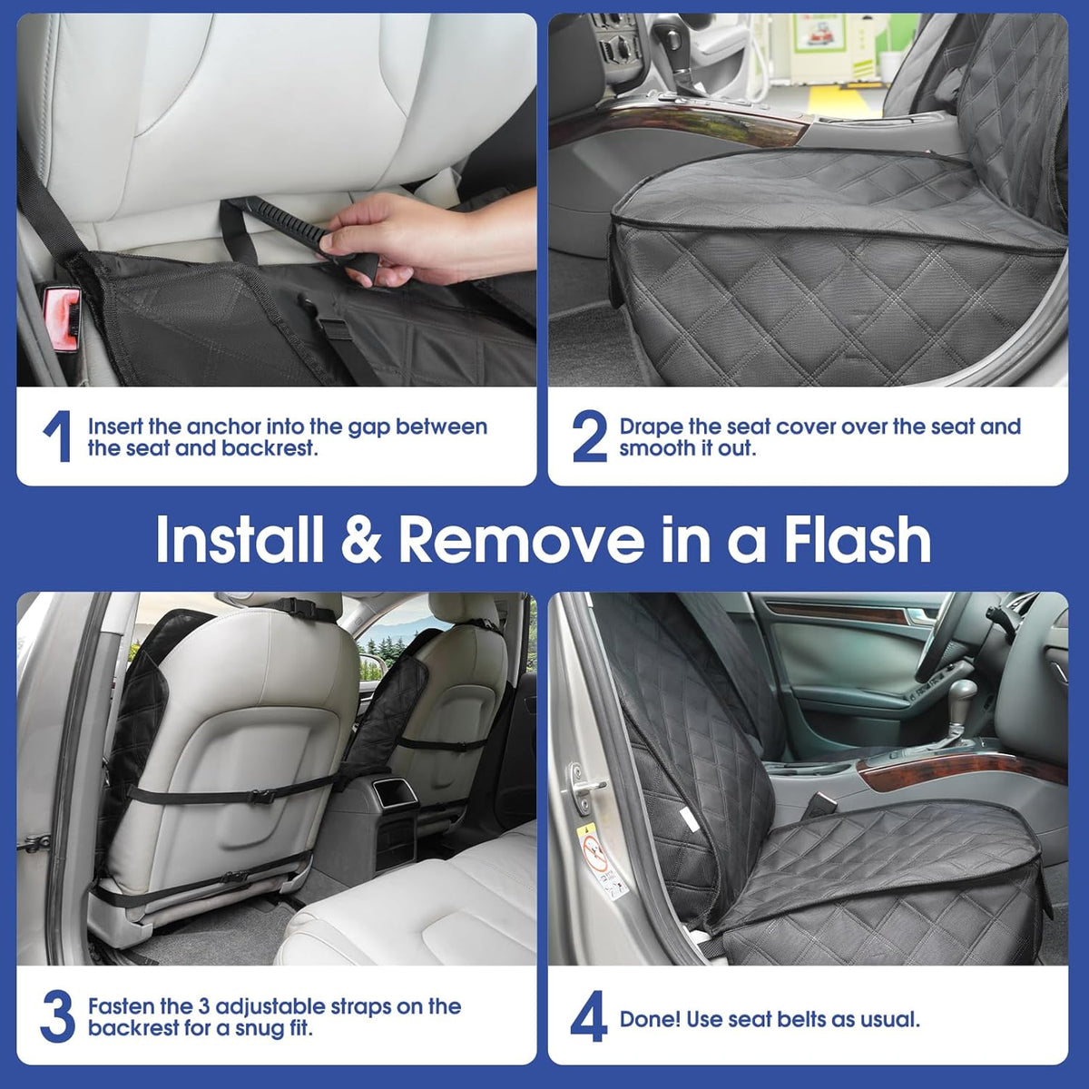 Front Seat Cover for Dogs with Side Flaps - 2_Pack / Black - image 2