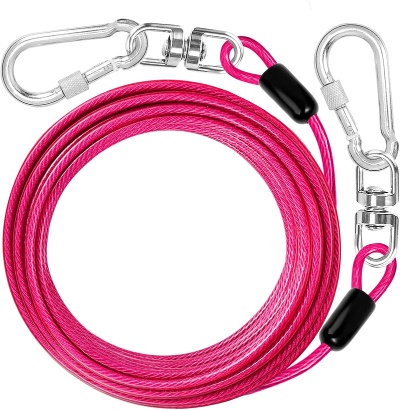 jenico Dog Tie Out Cable: 10 ft Dog Leads for Yard Heavy Duty – Essentials for Dogs - Pink / 10FT