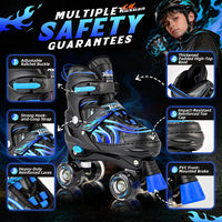 Kuxuan Adjustable Roller Skates with Fun Illuminating Rollerskate - Flame Blue / Large - Youth(4-7US) - image 2