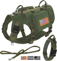 Forestpaw Tactical Dog Harness for Large Dogs, Military, L - L:Chest 27-40",Fit 70-140lbs / Green
