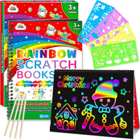 ZMLM Scratch Paper Art Craft: 2 Pack Rainbow Scratch Set for 3 4 5 6 - Christmas