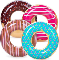 Sloosh 4 Pack Inflatable Pool Floats, Pool Tube Rings - Donut