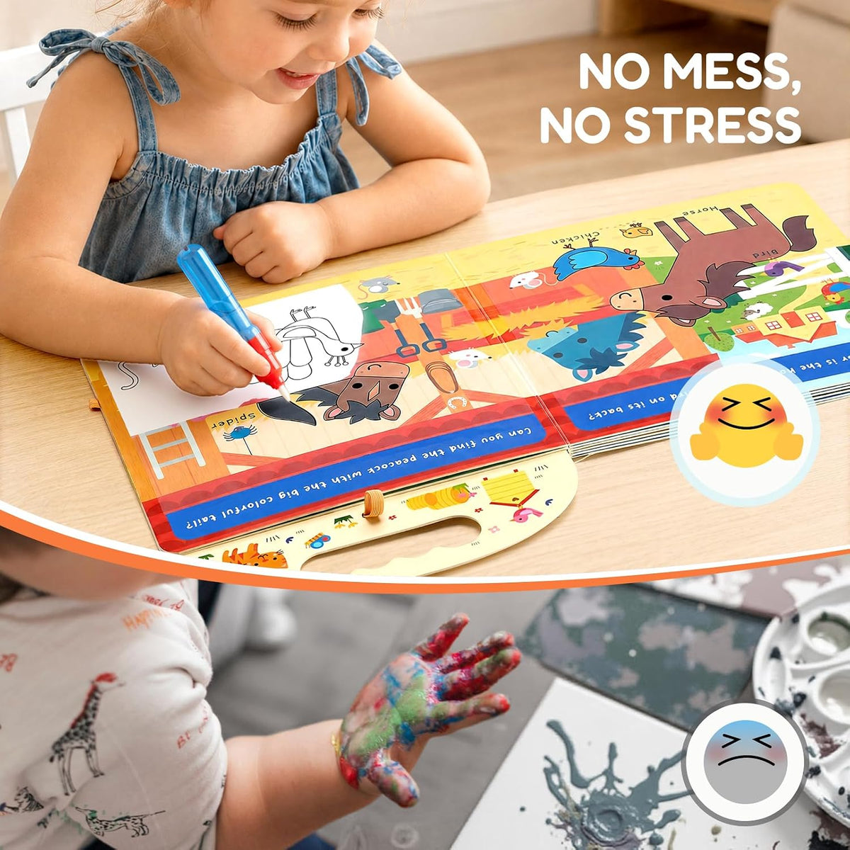 JoyCat Farm Water Coloring Book for Toddler Kids, 13 Pages - Farm - image 3
