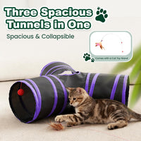 Love's cabin Cat Tunnel for Indoor Cats - Black&Purple / S (23.6"x13"x11") - image 3