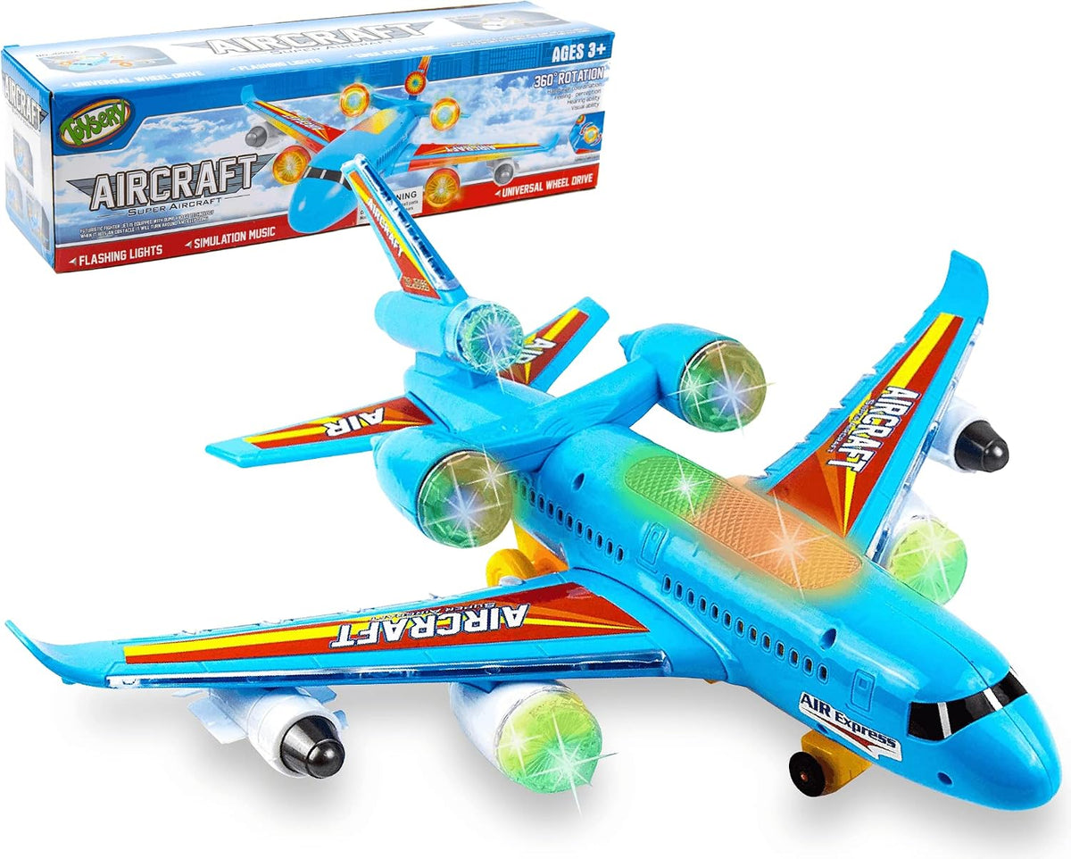 Toysery Airbus A380 Bump and Go Airplane Toy, Lights & Sounds - Airplane