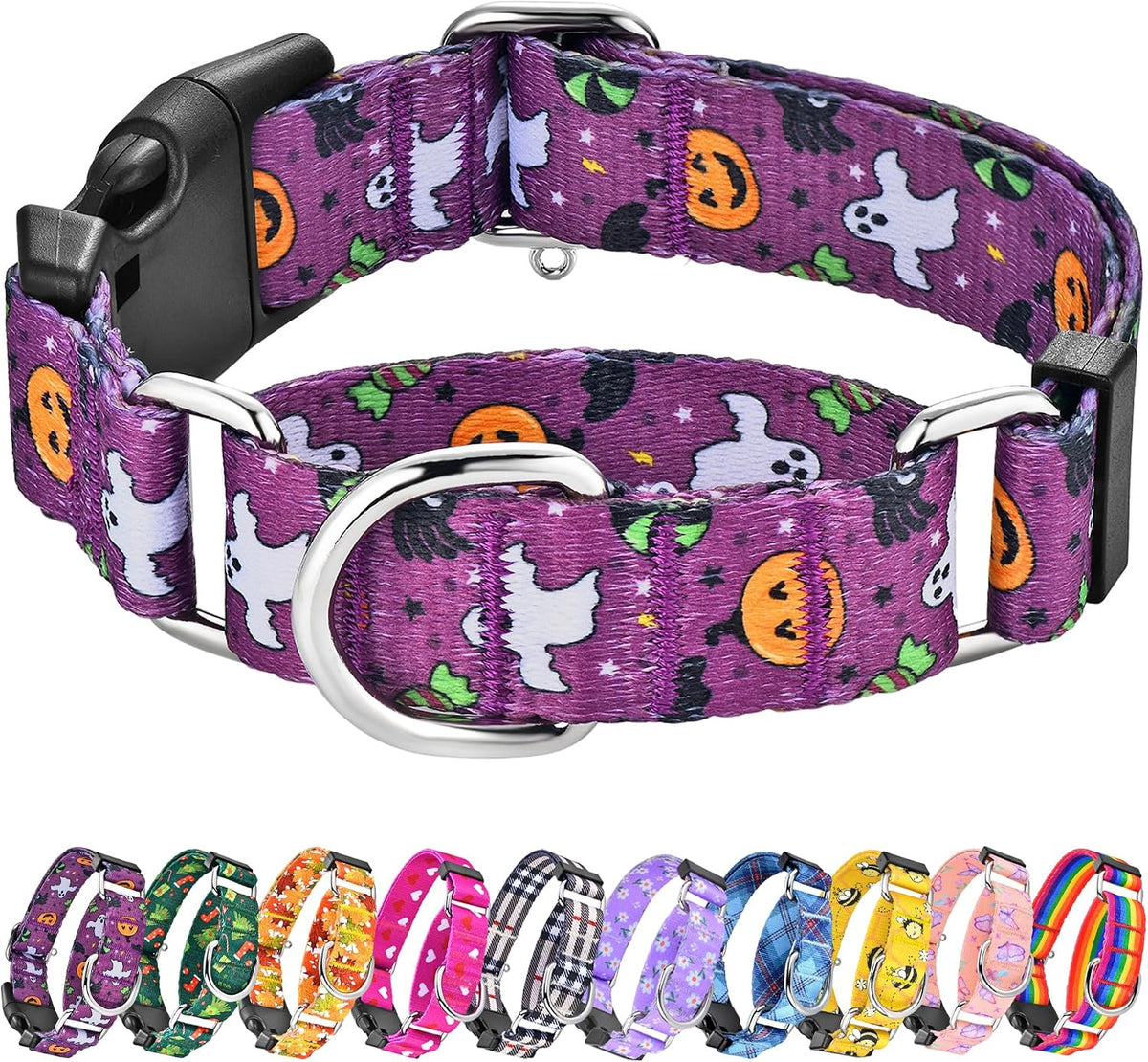 Martingale Dog Collar with Buckle - Purple Little Devil / Medium