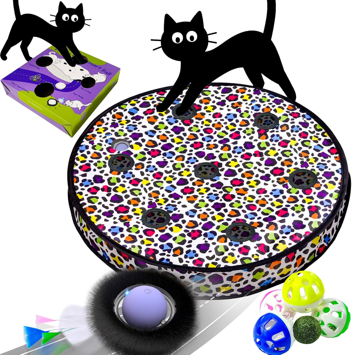 ORSDA Interactive Cat Toys Ball - Periwinkle Ball & Support Loop Mat