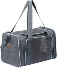 Cat Carrier, Portable Foldable Dog Pet Carrier - 17.5"L x 11.0"W x 11.0"H / Light Grey