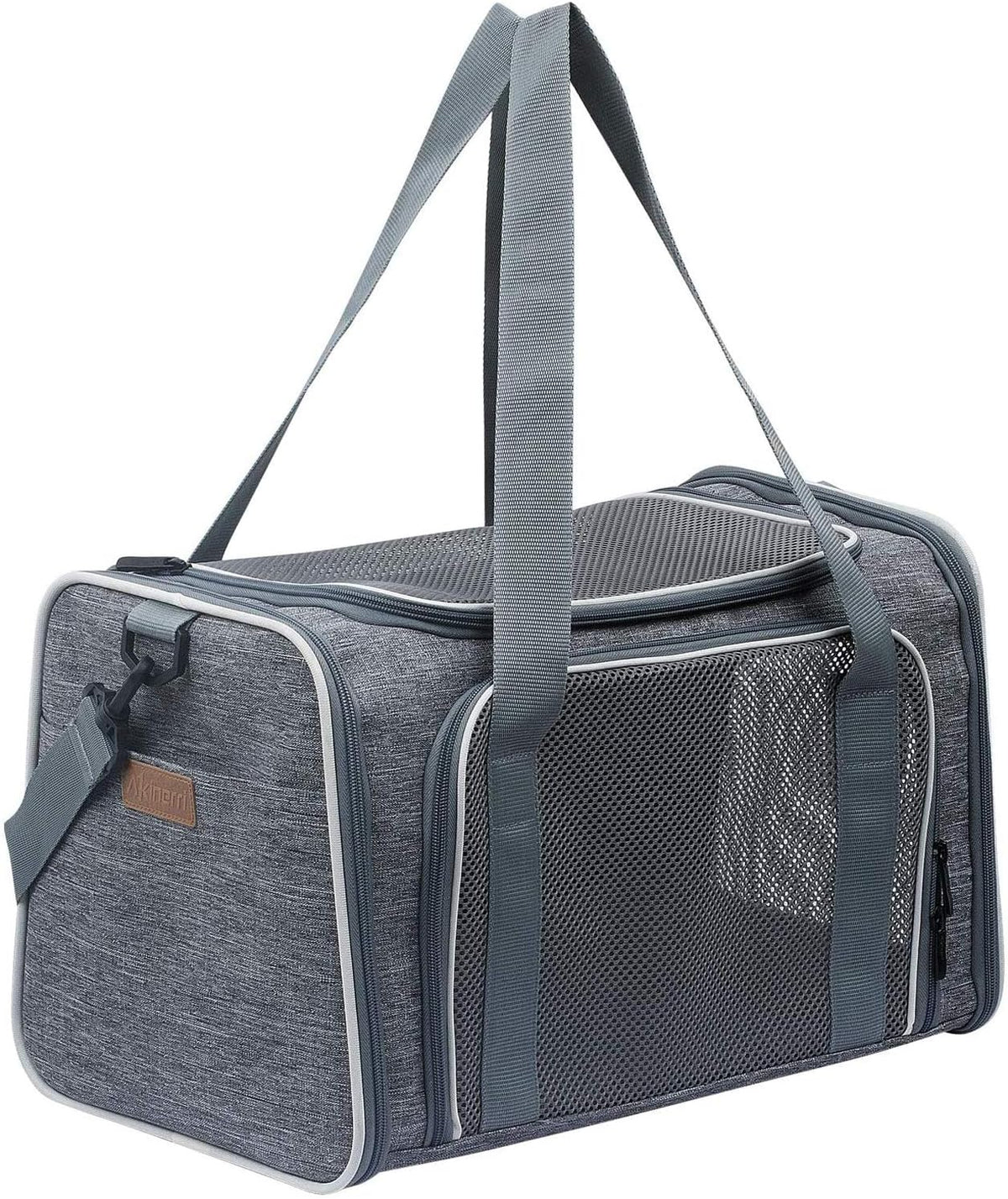 Cat Carrier, Portable Foldable Dog Pet Carrier - 17.5"L x 11.0"W x 11.0"H / Light Grey