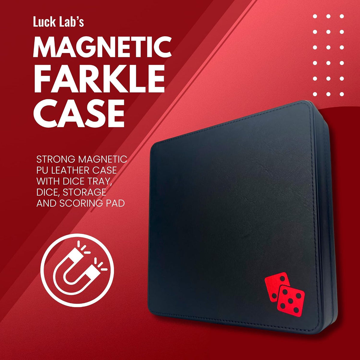 Luck Lab Farkle Dice Tray and Storage Case, Grey and Turquoise - Black and Red - image 2