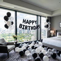 TONIFUL 16 Inch Black Happy Birthday Balloons Banner Decorations - Black - image 4