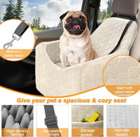 Dog Car Seat for Small/Medium Dogs, Memory Foam Dog Booster Seat - White / Medium - image 3