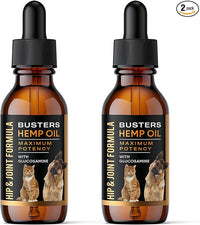 Busters Hip and Joint Hemp Oil for Dogs Formula with Glucosamine, 2Pack 2Month Supply, Soothing Relief for Cats, and Pets, Advanced Mobility Support