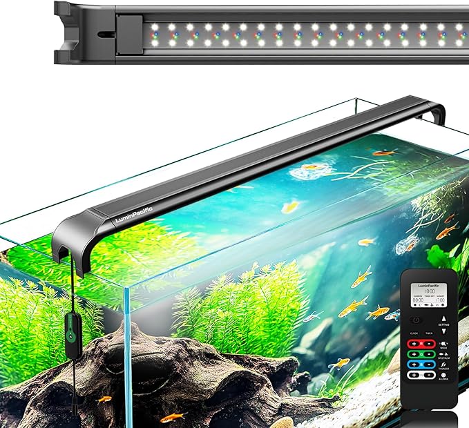 LED Aquarium Light with Remote, IP67 Waterproof Freshwater Planted Grow Light, Full Spectrum Fish Tank Light with Timer, Dimmable RGB+W, Upgrade Appearance, High Performance (30-35inch)