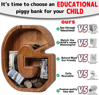 Ladenk Wooden Letter Piggy Bank - G / Initial-12" - image 2