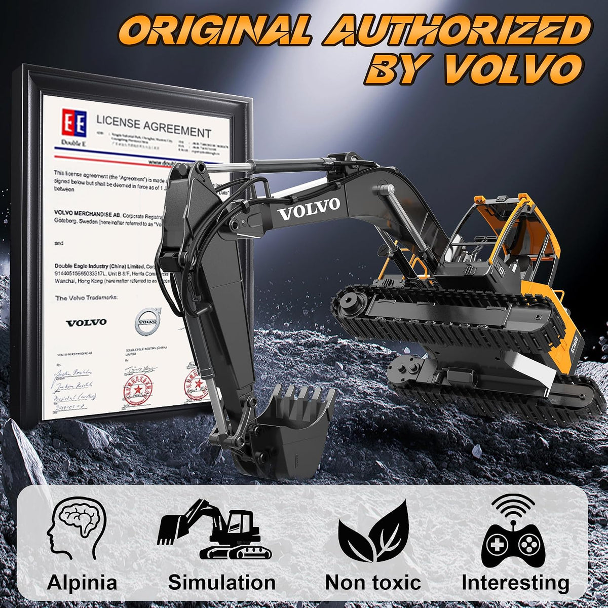 DOUBLE E Volvo 1:16 Scale RC Excavator 3-in-1 Construction Toys - image 3