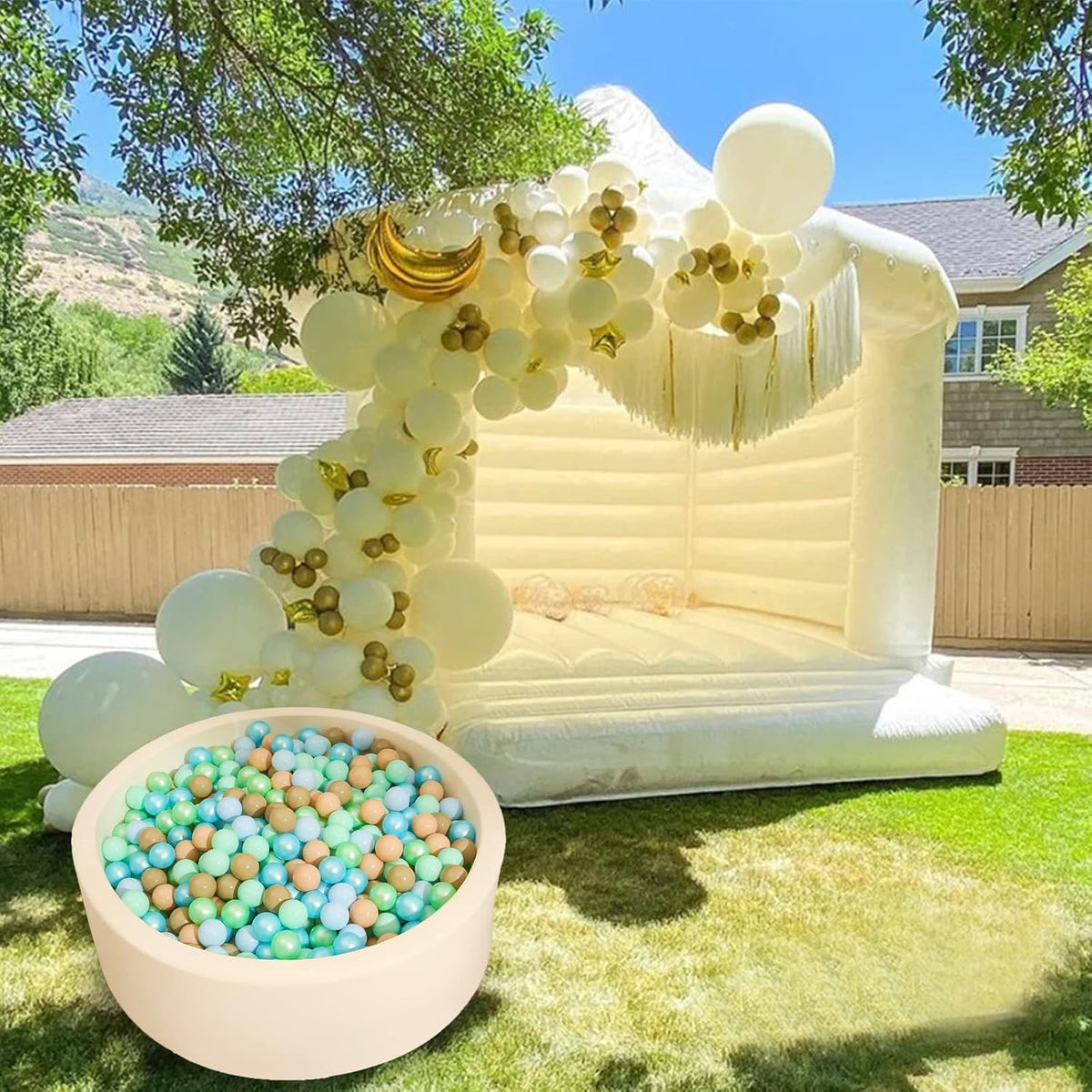 Realhaha Ball Pit Balls Baby Plastic Playpen Playball 2.15″ - Green Blue / 50 balls - image 4