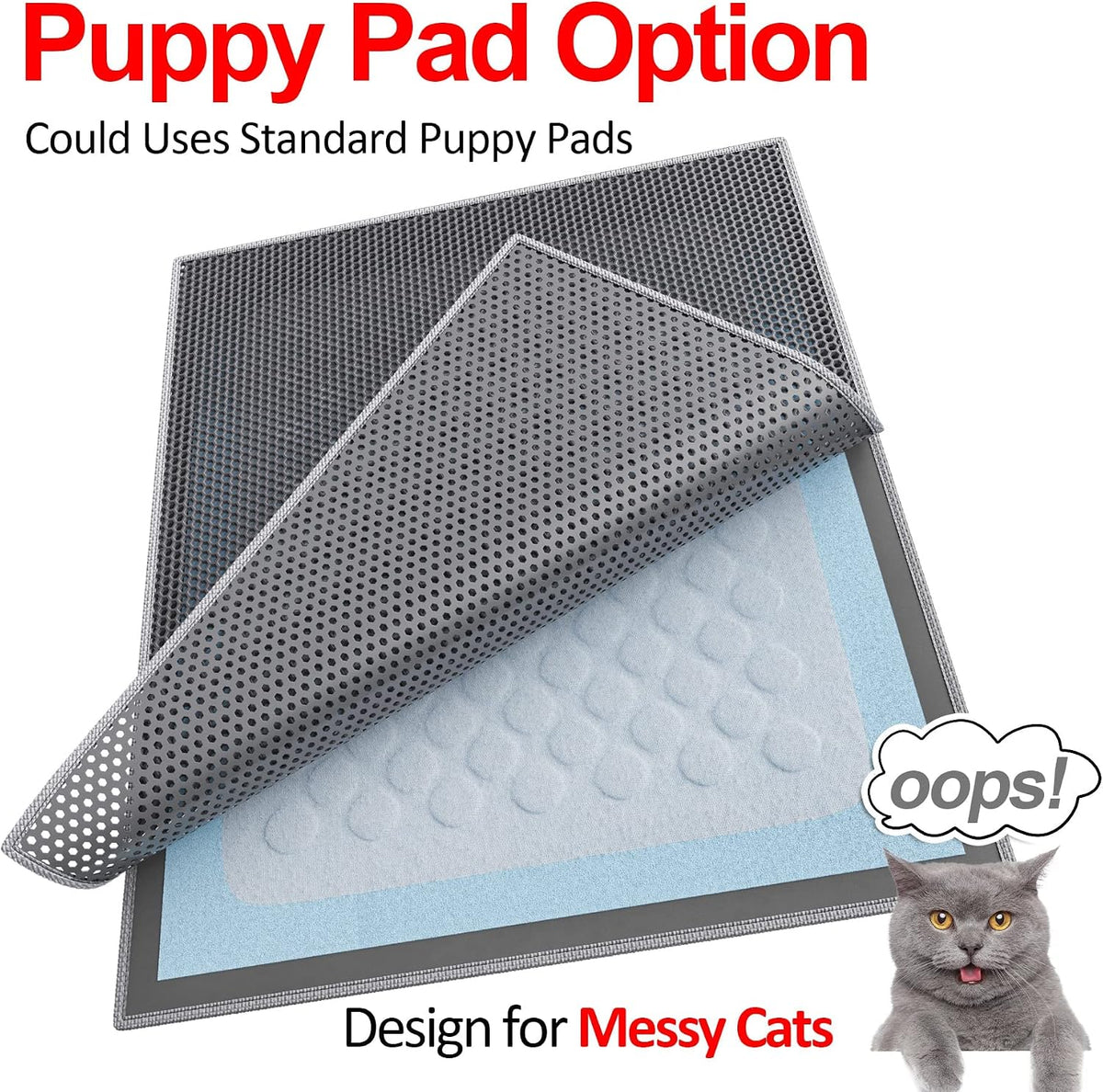 Waretary Cat Litter Mat, 36"x30", Waterproof, Scatter Control - Grey / 36"x 30" - image 3