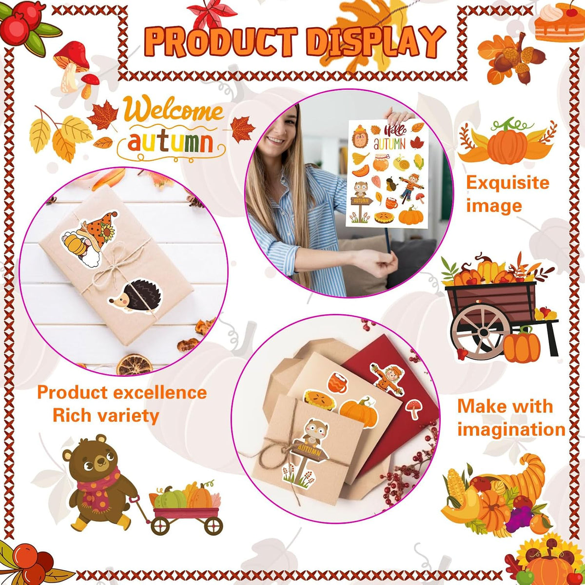 DUJAA 640-piece fall stickers for kids with pumpkins, leaves and scarecrows - view 28