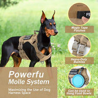 No Pull Tactical Dog Harness Medium Sized Dog, Service Dog Vest - X-Large(Chest:28.3-47.2",Neck:22.8-30.7") / Brown - image 3