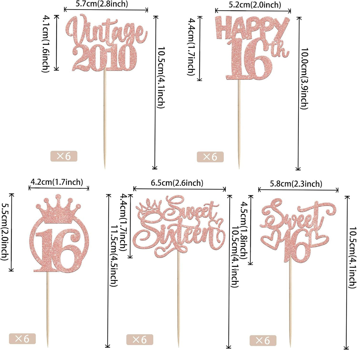 Rose gold glitter vintage 1946 cupcake toppers for an 80th birthday - view 17