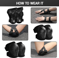 Adjustable Kids Helmet with Knee Pad, Elbow Pads & Wrist Guards - black / Medium( 8-14 years ) - image 2