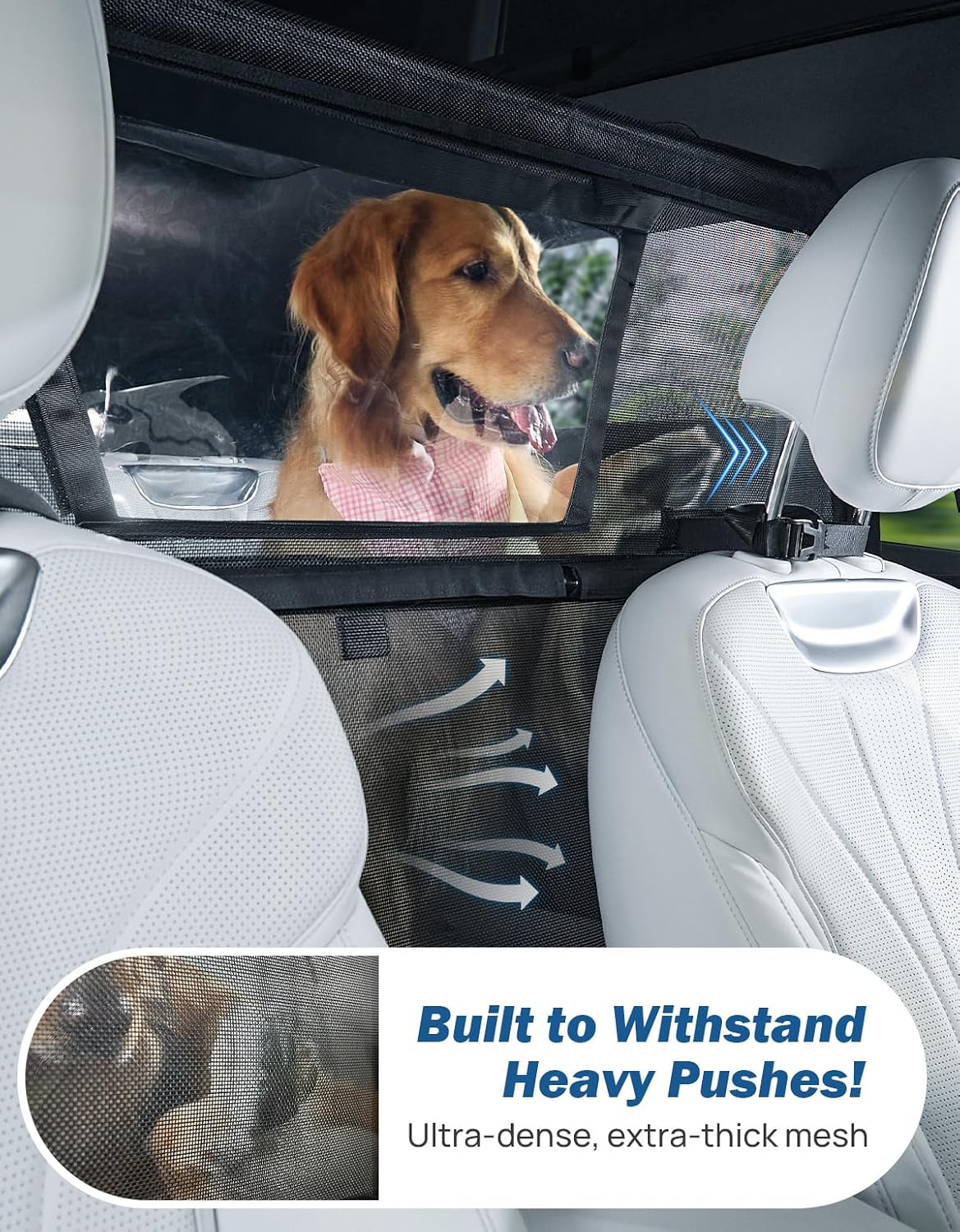 JOYTUTUS 52" Wide Dog Car Barrier with Removable Visual Window - Medium 52"*31" - image 2