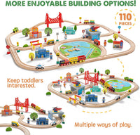 Tiny Land 110PCS Wooden Train Set, Toy Train with Tracks – Fun for Kids & Family - 110PCS - image 2