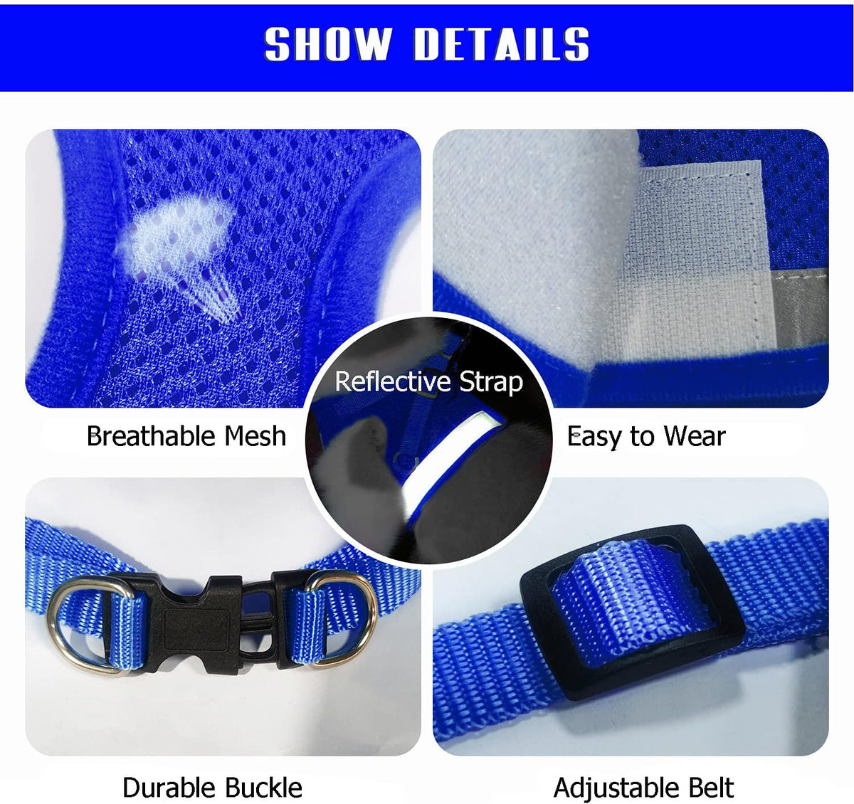 FEimaX Dog Harness and Leash Set for Walking - Blue / X-Large - image 4