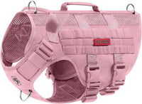OneTigris No Pull Tactical Dog Harness for Medium Dogs - Pink / S