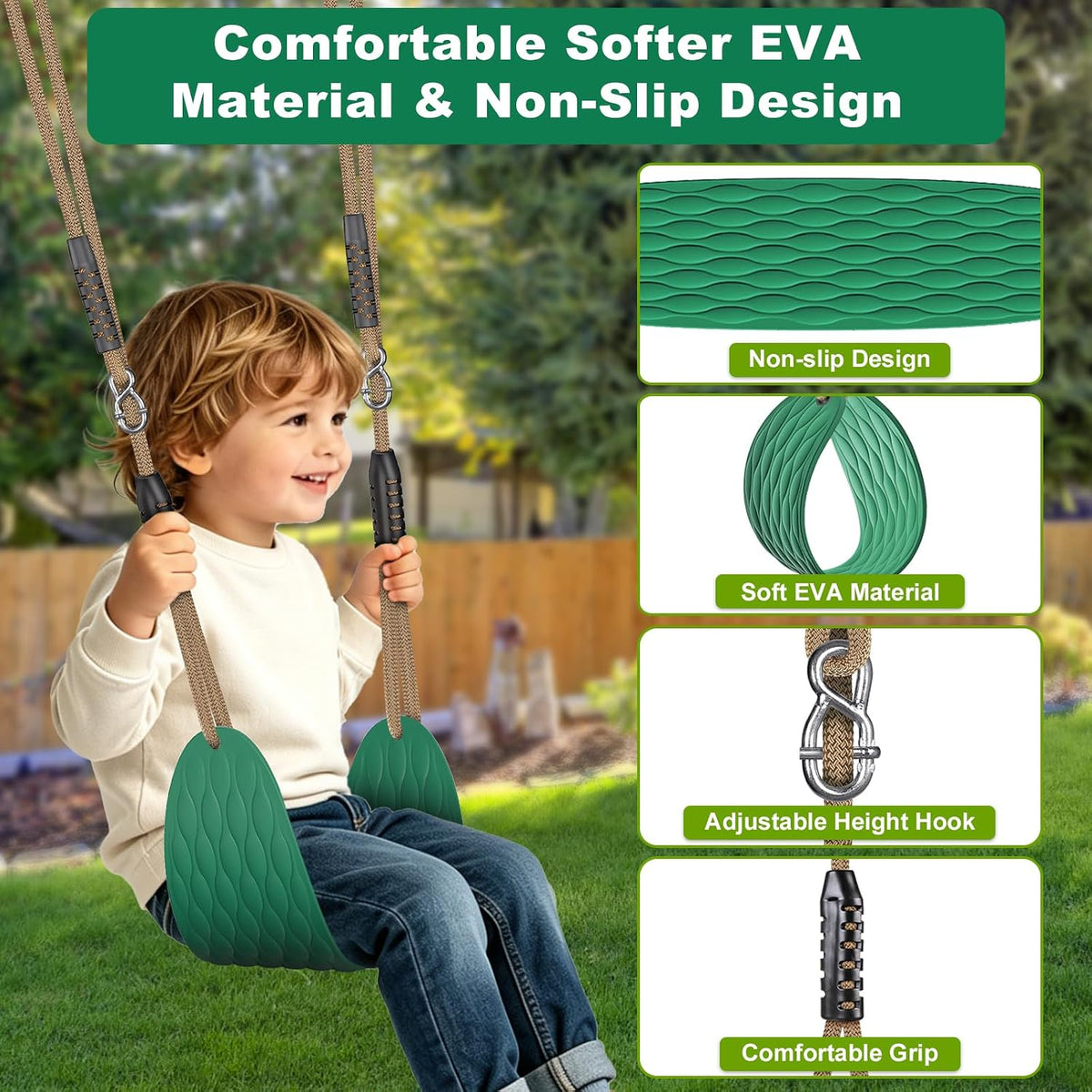 BeneLabel green A-frame middle swing set bracket made of powder coated steel - view 19