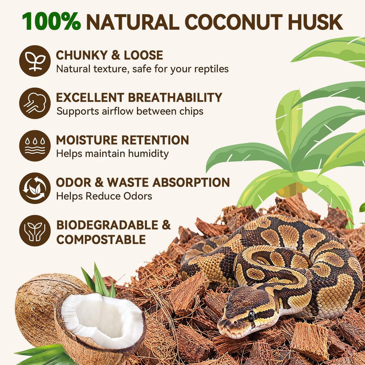 10LBS Coconut Husk Chip Substrate for Reptiles - 1 Pack - image 2
