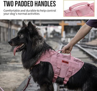 OneTigris Tactical Dog Harness for Small Dogs, No Pull Small Dog Vest Harness with Handles Breathable Military Dogs Molle Vests, Walking Hiking Training (Pink, X-Large)