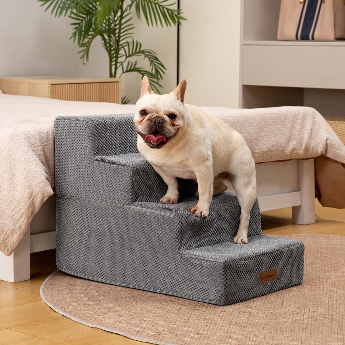 Dog Stairs for Small Dogs & Cats - Grey / 4-Step 18.5" H - image 4