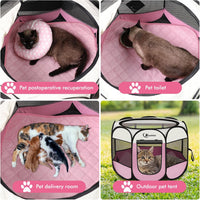 Siedihit Dog Cat Playpen, Puppy Pet Playpen Indoor for Small Dog Crate Tent Cage Outdoor, Portable - Pink with Pad / Small - image 2
